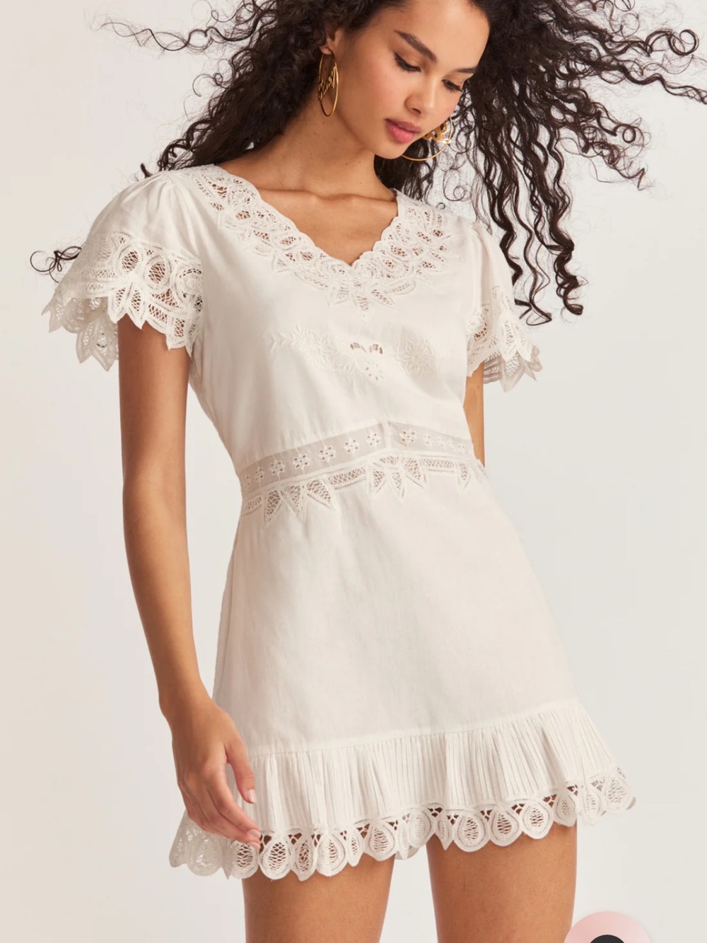LoveShackFancy True White Eyelet Linen Dress